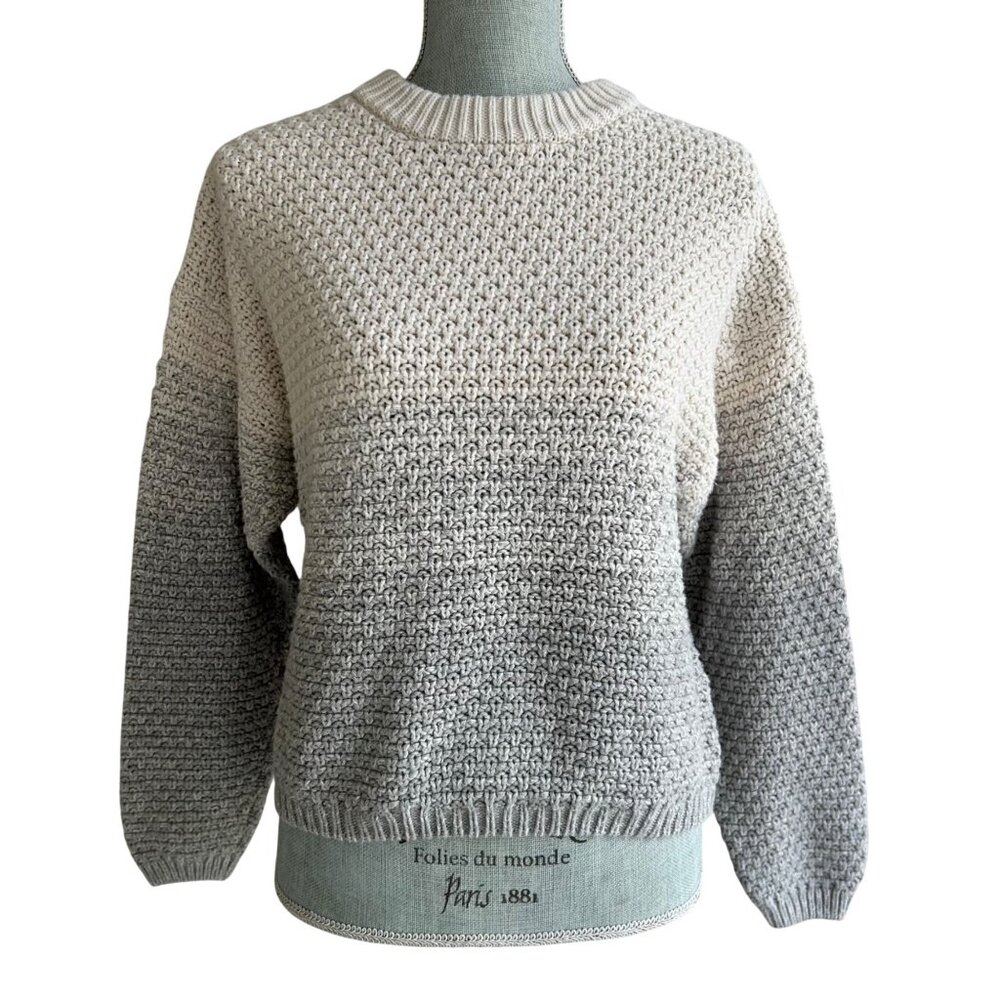 Universal Thread Women's Cotton Acrylic Blend Knit Sweater Beige &‎ Gray Medium